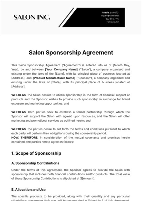 Free Sponsorship Agreement Templates, Editable and Printable