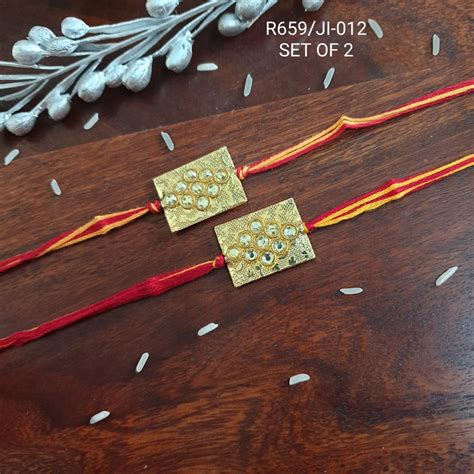 Gold Tone Kundan Stone Rakhi For Rakshabandhan (Pack Of Two) – Jaipri