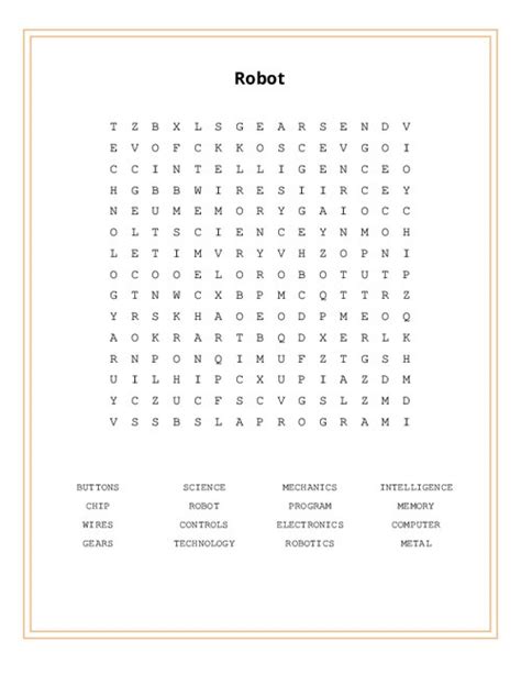 Robot Word Search Printable 的图像结果