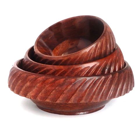 Valentines Day Gift, Set Of 3 Serving Wooden Bowl for Fruits or Salads ...