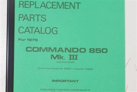 Norton Commando 850 Mk.III 1975 Parts Catalogue Copy | BRITISH Only ...