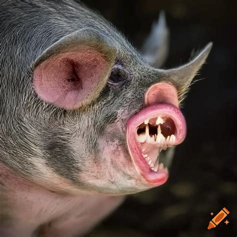 Pig with sharp teeth on Craiyon