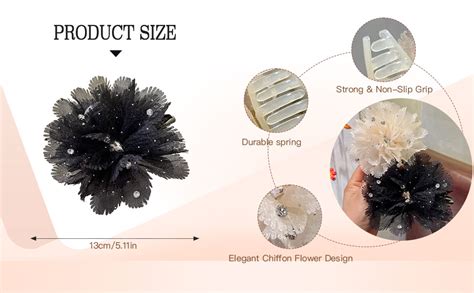 Melodio 2PCS Chiffon Flower Hair Claw Clip for Women, Large Fabric ...