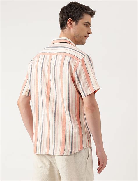 Buy Linen Blend Striped Spread Collar Shirt at Marks & Spencer