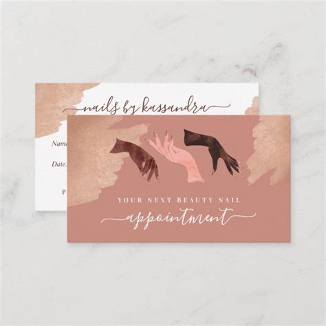 Elegant Glam Beauty Hands Nail Artist Manicure Appointment Card ...