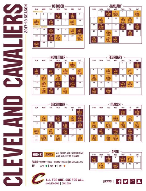 Cleveland Cavs Schedule Printable - Liqurus