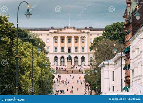Oslo, Norway. People Walking Near Royal Palace (Det Kongelige Slott) in Oslo, the Capital of ...