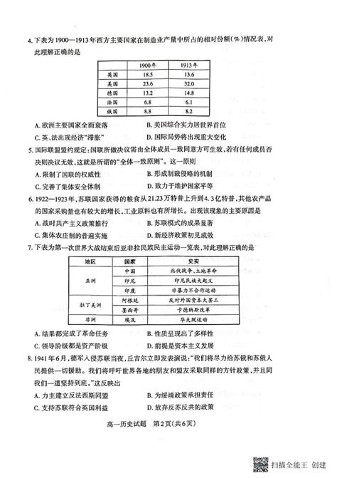 山西省长治市2022-2023学年高一下学期期末考试历史试题-教习网|试卷下载