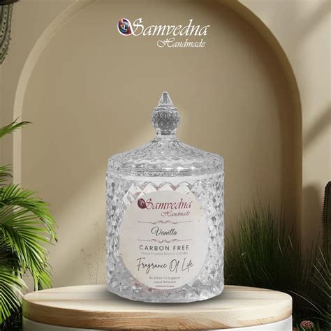 Samvedna Handmade | Crystal Jar Candle | Long Burning 72 Hours ...