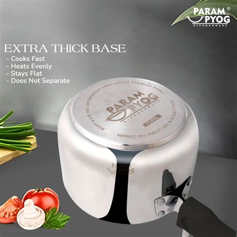 Heavy Stainless Steel Induction Pressure Cooker | Param Upyog