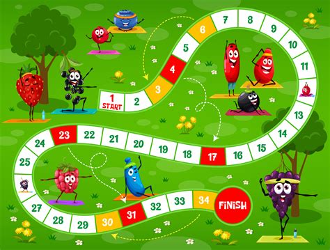 Kids board game with berry characters on yoga 12285839 Vector Art at ...