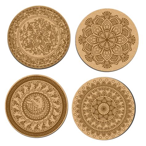 Aditi Ent. DIY Traditional and Floral Art MDF Wooden Coaster with Brush ...