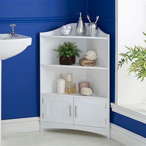 Corner Storage Floor Bathroom Cabinet With Door And Shelf White at ...