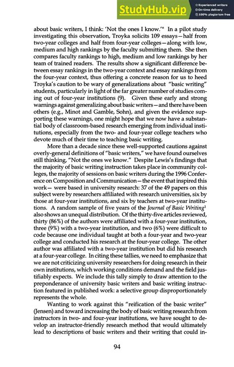 A Method For Describing Basic Writers And Their Writing Lessons From A ...