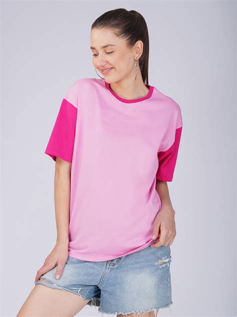 Plain Bubble Pink Women Oversized T-Shirt