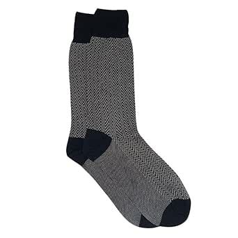 Buy The Tie Hub Herringbone Navy Blue Mako Cotton Crew Length Sock For ...