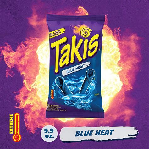 Takis Blue Heat Rolled Tortilla Chips - Hot Chili Pepper Flavor - 9.9 ...