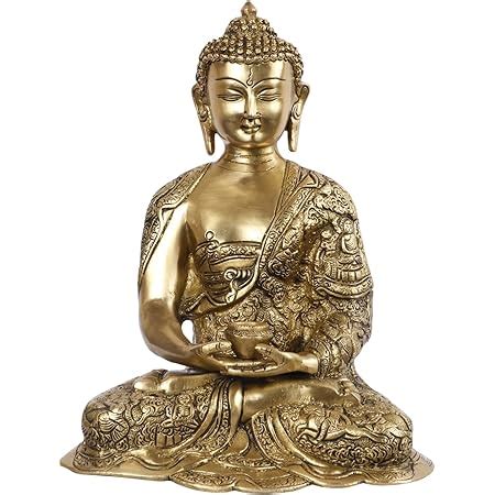 Kartique Brass Idol Gautam Buddha Meditating Statue Life Story Carved ...