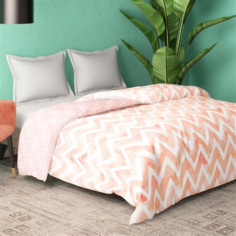 Buy PORTICO Facets Peach Geometric Printed Cotton Double Bed in a Bag ...