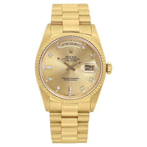 Mens Rolex Day Date President 18238 18k Gold 36mm Diamond Automatic ...
