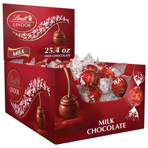 Lindt LINDOR Milk Chocolate Candy Truffles, Milk Chocolate with Smooth ...