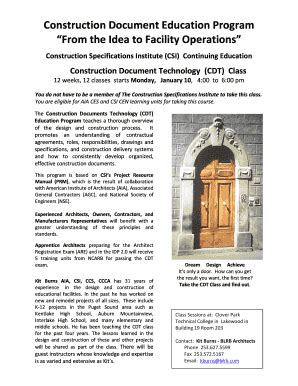 Fillable Online csimtrainier Construction Document Education Program ...