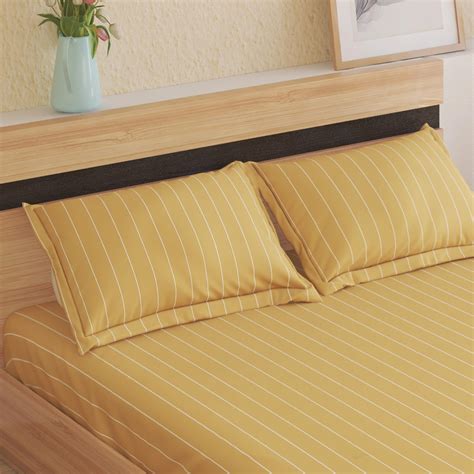 Buy Medley Dastkari Cotton 220TC Striped 3Pcs King Fitted Bedsheet Set ...