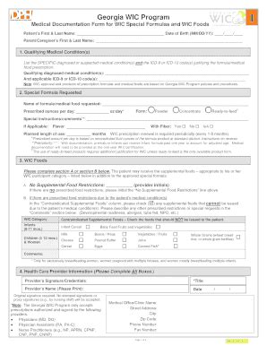 Georgia Wic Form - Fill and Sign Printable Template Online