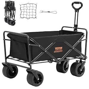 VEVOR 350lbs Collapsible Foldable Wagon Cart, Heavy Duty Foldable ...