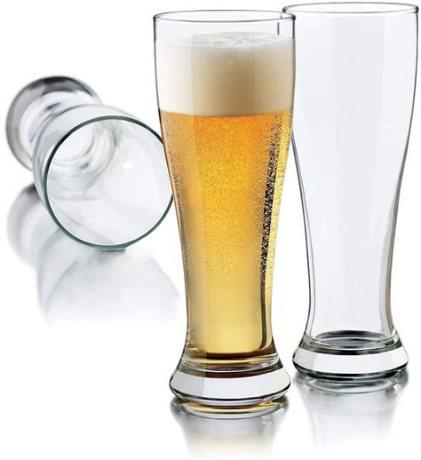 Buy HUNGYAN Tall Beer Glasses,Lead-Free Drinking Glasses with Heavy ...