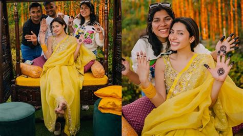 'नजर न लगे', माह‍िरा ने दूसरी शादी पर रचाई मेहंदी, पीली साड़ी में लगीं ...