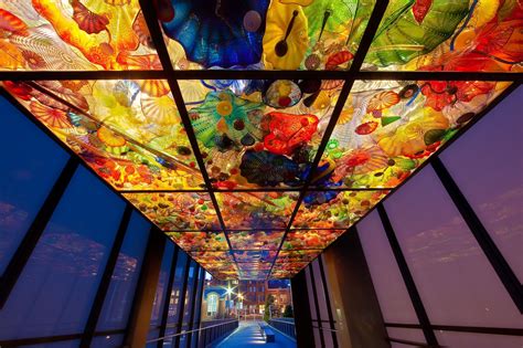 Chihuly's Bridge of Glass in Tacoma. See it at night or at high noon ...