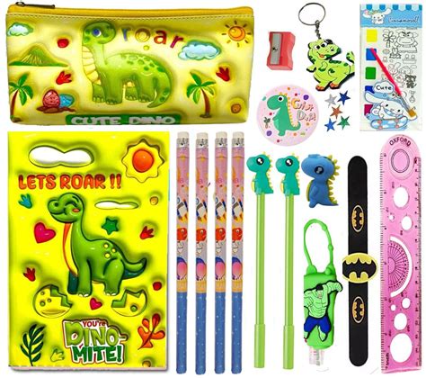 SHUDAUSHI® Dino School Stationery for Boys Dinosaur Pouch Diary Pen ...