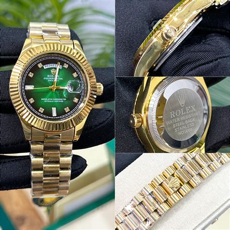 Role_xx day date gold green premium – watchex