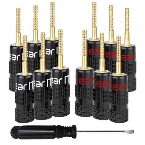 GearIT Flex Pin Banana Plugs for Speaker Wire (6 Pairs, 12 Pieces ...