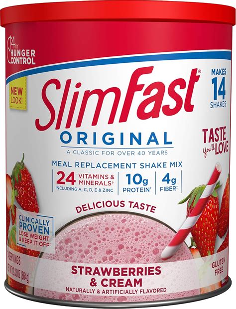 Amazon.com: SlimFast Original Strawberries & Cream Meal Replacement Shake Mix – Weight Loss ...