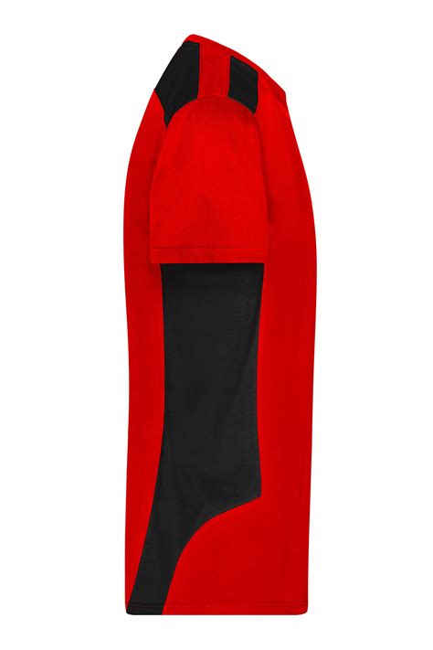 Men Men's Workwear T-shirt - STRONG - Red/black-Daiber