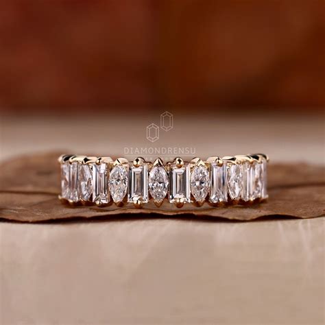Baguette and Marquise Cut Diamond Wedding Band, 1.14 TW Lab Grown ...