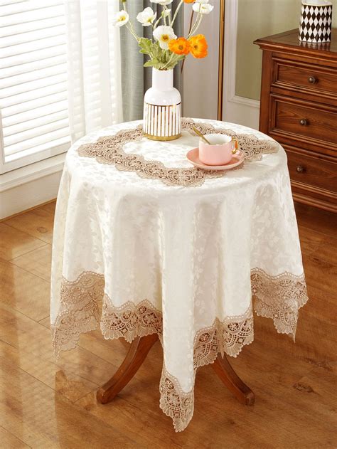 1pc Jacquard Contrast Guipure Lace Tablecloth | Tablecloth dining ...