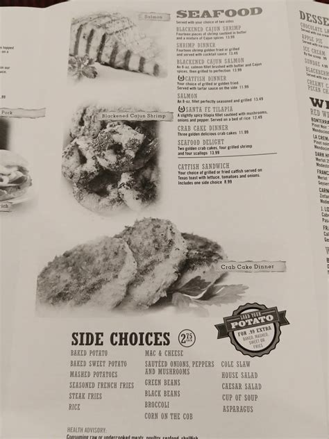 Menu at Black Stallion Steakhouse, Columbia