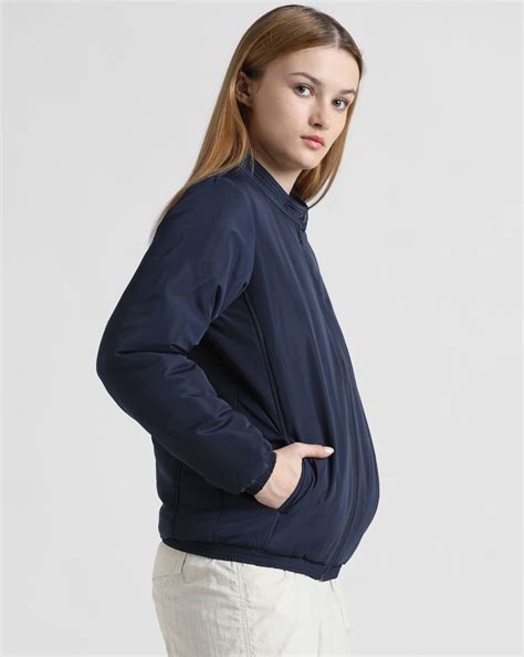 Dark Blue Classic Bomber Jacket