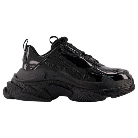 Triple S Rubber Sneakers - Balenciaga - Black - Vegan Leather Synthetic ...