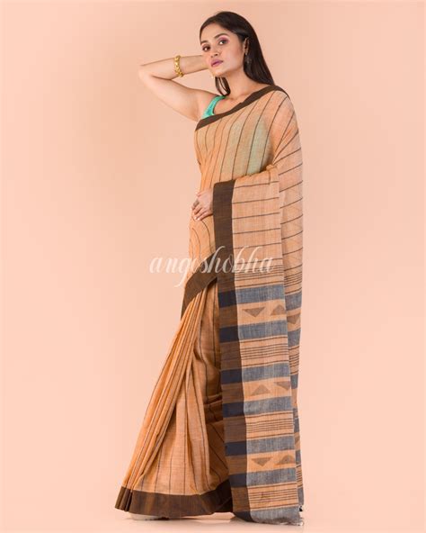 Biscuit Handloom Cotton Saree – angoshobha