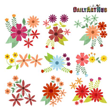 Vintage Flowers Clip Art Set - Daily Art Hub // Graphics, Alphabets & SVG