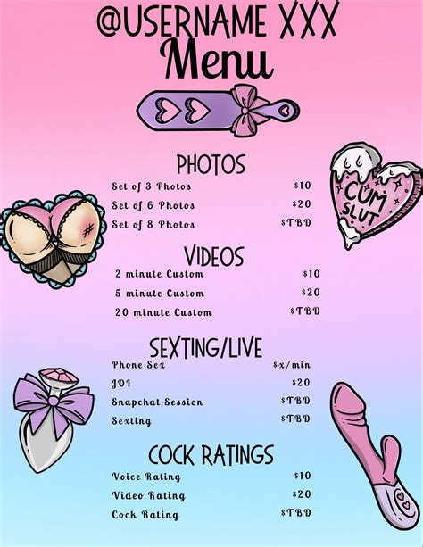 Kinky Onlyfans Menu - Etsy