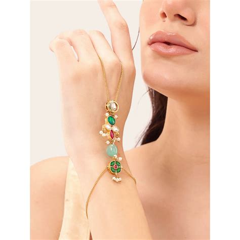 Buy Nuyug Multi-Color Brass Gold Plated Bracelet Online