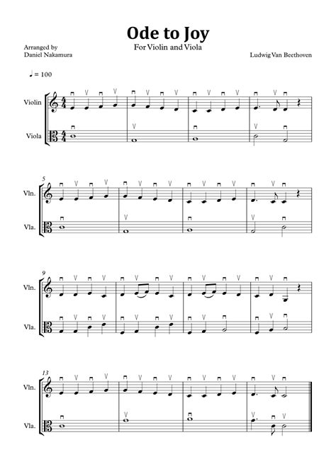 Ode to Joy (Easy Violin and Viola) Sheet Music | Ludwig van Beethoven ...