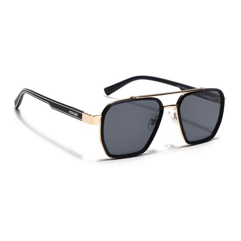 Wayfarer Sunglasses for Men & Women (Black Lens | Golden & Black Frame