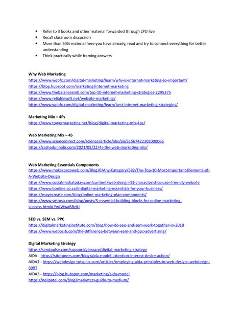 Web marketing material - Refer to 3 books and other material forwarded ...