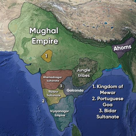 Mughal Empire and India in 1600 during the reign... - Maps on the Web